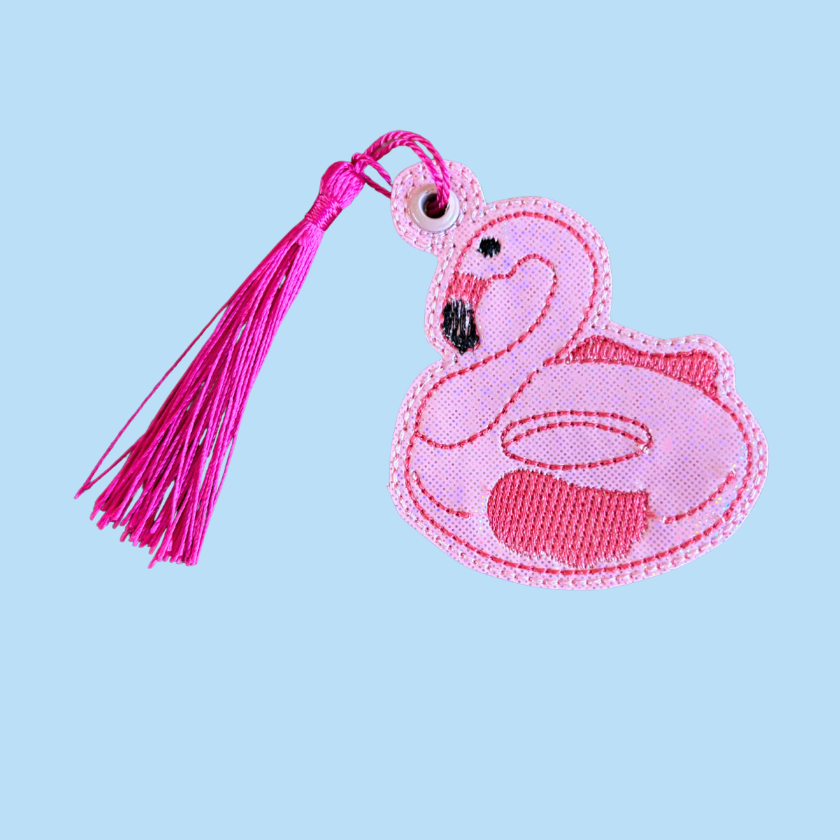 Flamingo Pool Float Glitter Bookmark