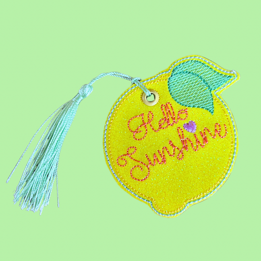 Hello Sunshine Lemon Glitter Bookmark