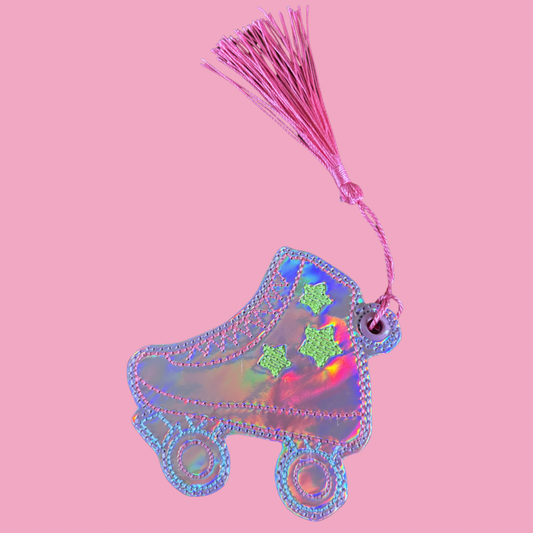 Pink Roller Skate Holographic Bookmark