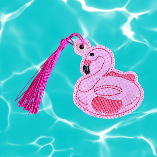 Flamingo Pool Float Glitter Bookmark